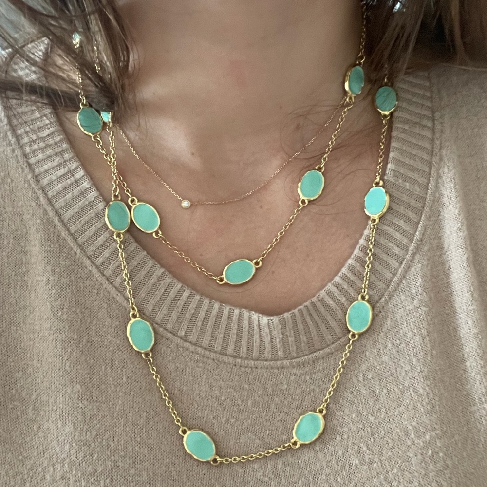 Gold & Turquoise Necklace and Earrings Set